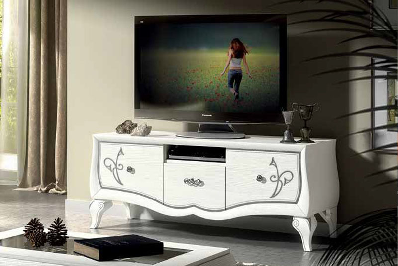 Porta TV contemporaneo sagomato bianco