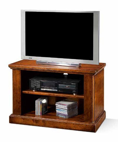 Porta tv classico in legno con ruote