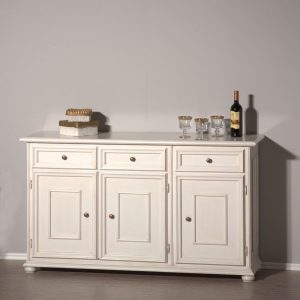 Artisanal italian classic sideboard 3 doors in white
