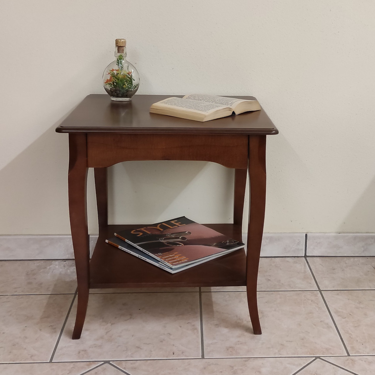 Artisanal suqare wooden coffee table one drawer