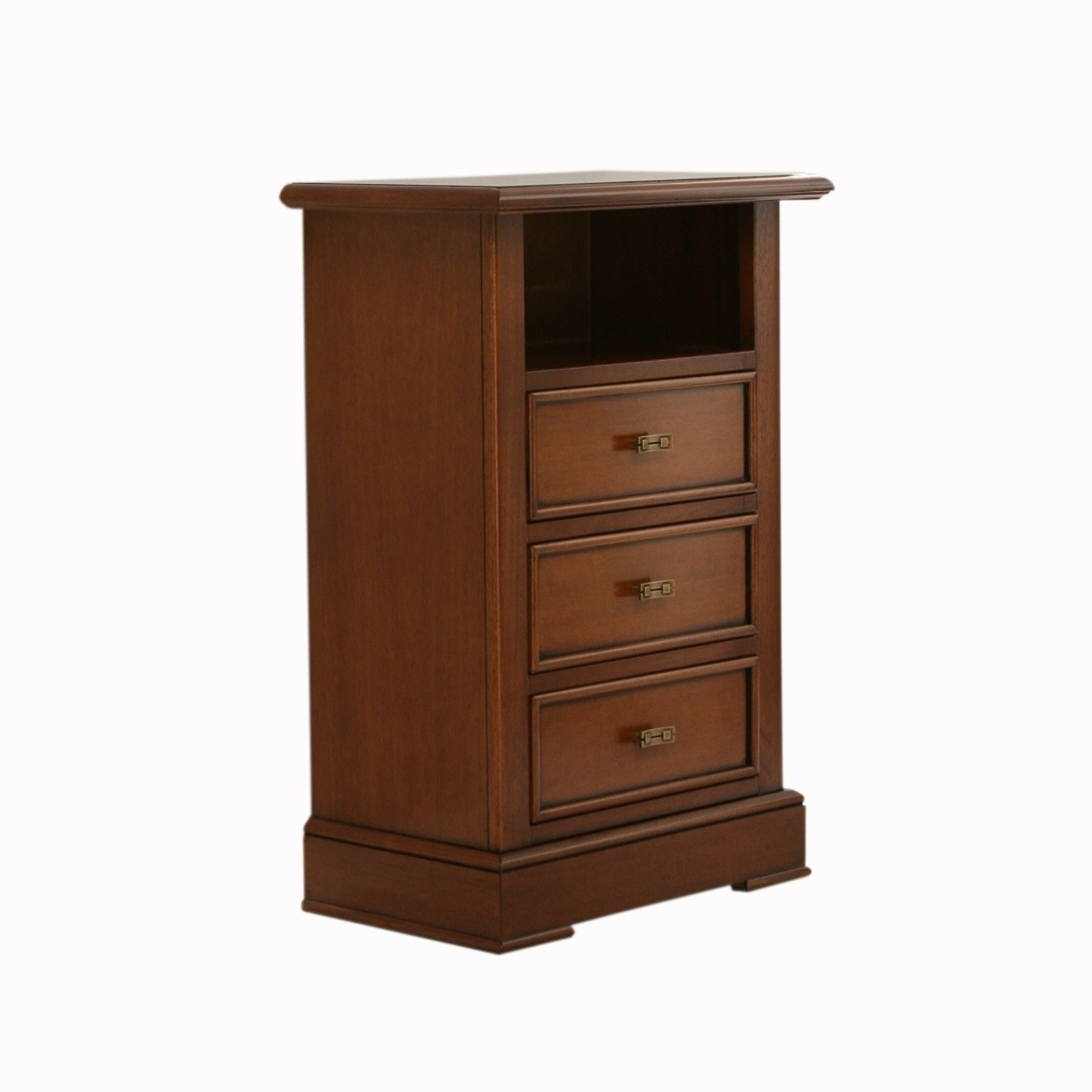 Classic wooden bedside table one drawer in antique walnut