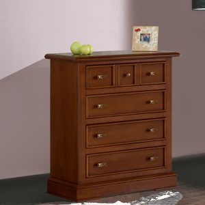 Comò in legno piccolo classico quattro cassetti noce anticato