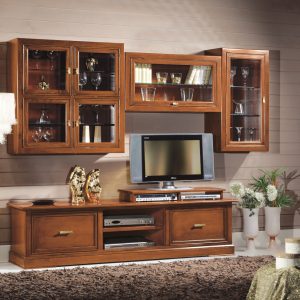 Componibile ad elementi in stile classico in legno noce anticato
