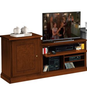 Componibile basso porta tv in legno con radica in finitura noce