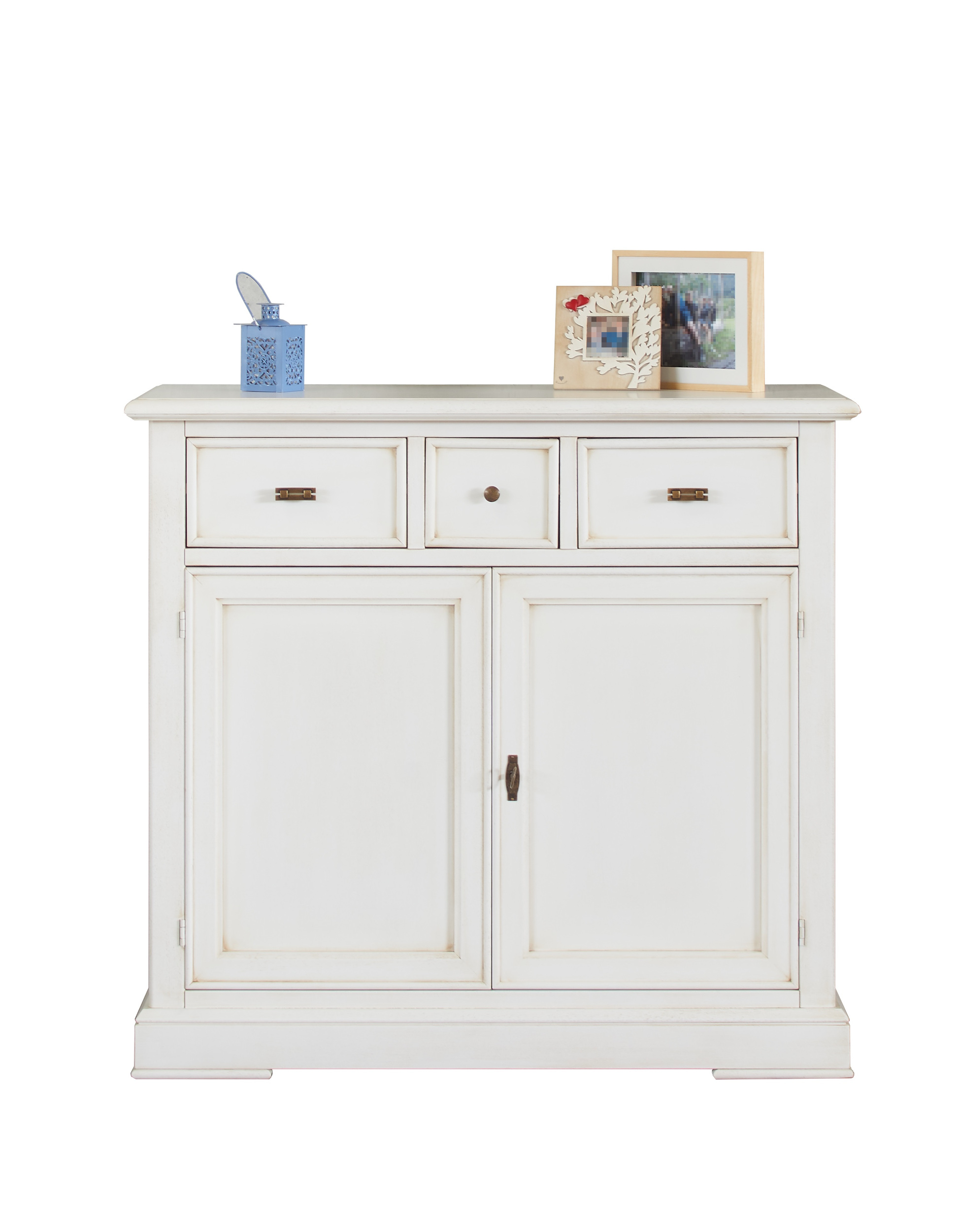 Credenza artigianale classica due ante in laccato bianco