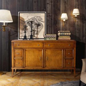 Credenza classica direttorio in legno due porte due cassetti grandi quattro cassetti piccoli in ciliegio