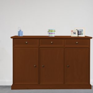 Credenza classica in legno tre ante tre cassetti in noce