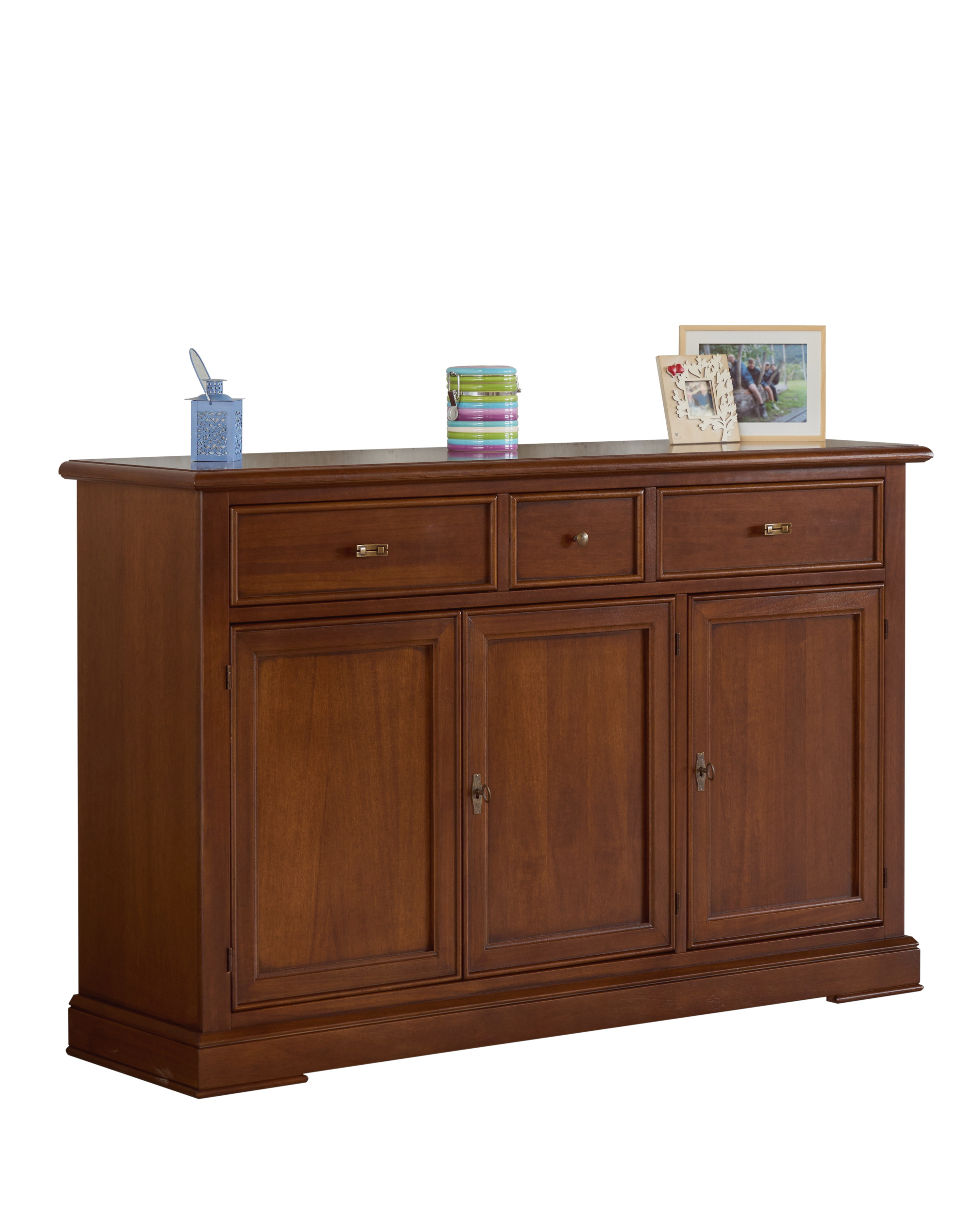 Credenza in legno classica tre ante tre cassetti in noce