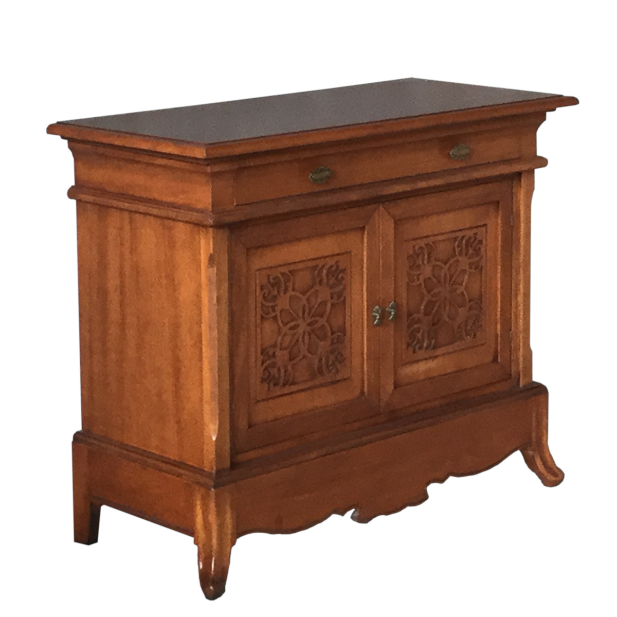 Credenza piccola classica in legno due porte un cassetto noce
