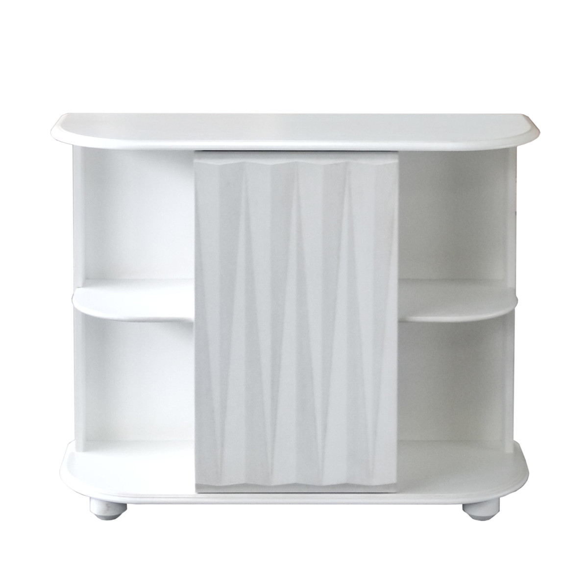 Credenza piccola console da entrata una porta vani laterali laccato bianco anticato