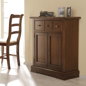 Credenza piccola in legno classica due porte in noce anticato