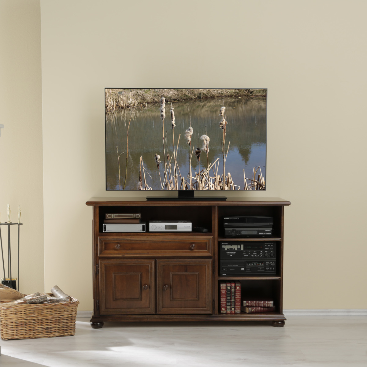 Credenza porta tv artigianale in legno noce