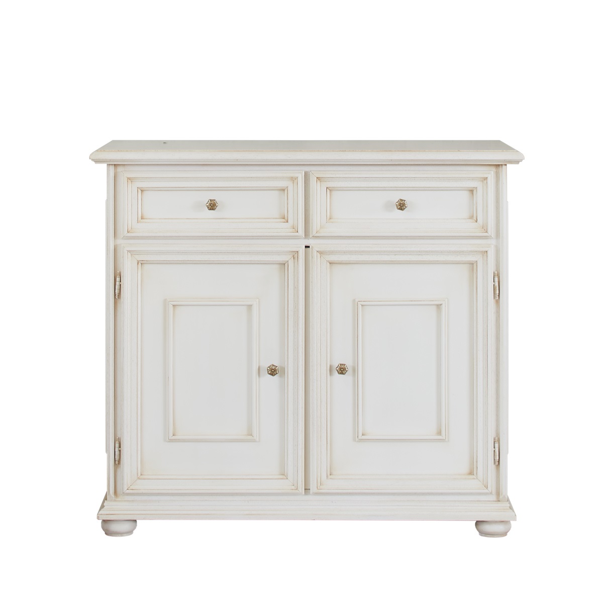 Credenza rustica in legno due porte due cassetti laccato bianco anticato