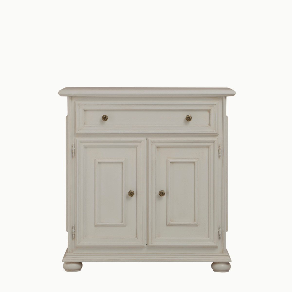 Credenzina rustica in legno due porte un cassetto in laccato bianco