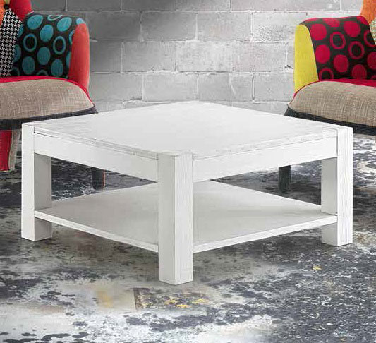 Tavolino quadrato moderno in bianco spazzolato