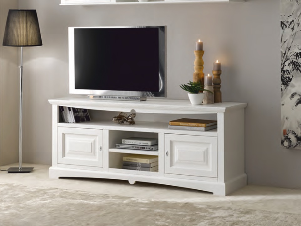 Porta tv classico due porte laccato bianco