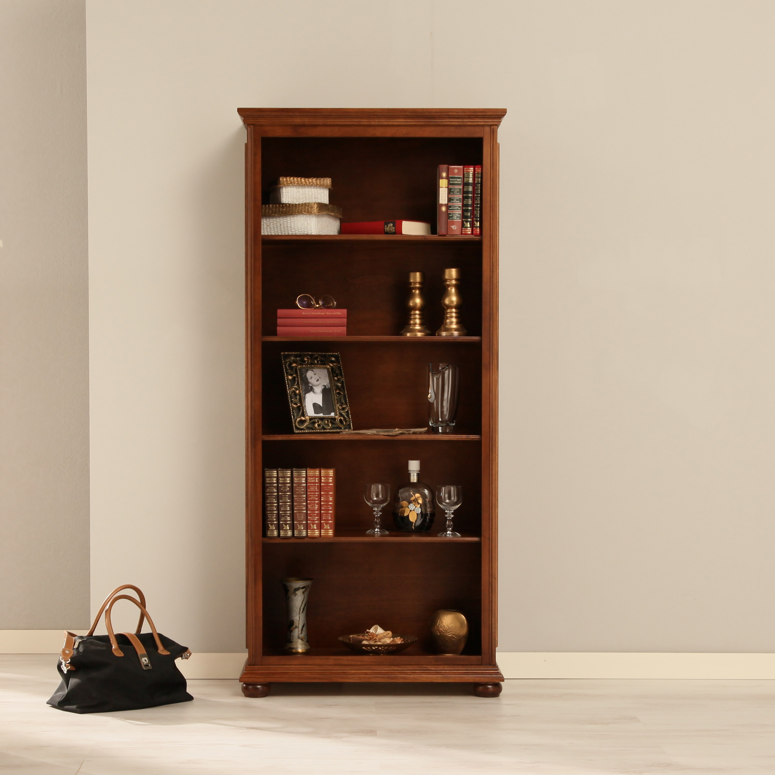 Libreria artigianale classica in legno noce