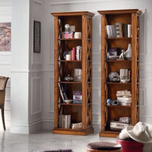 Libreria singola classica in legno con croci