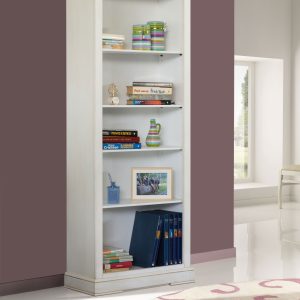 Libreria artigianale in legno classica a giorno bianca