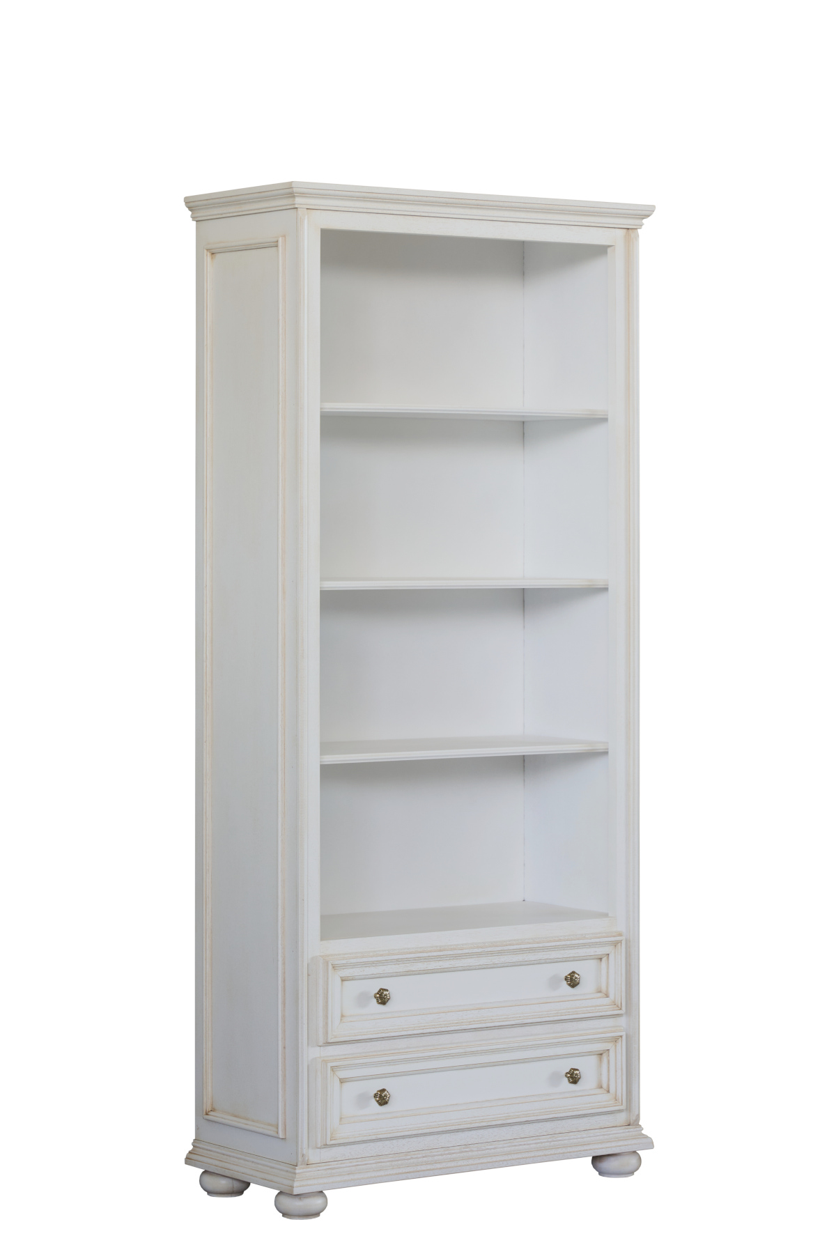 Libreria media classica in legno in laccato bianco