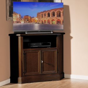 Mobile porta TV ad angolo classico in legno due porte noce