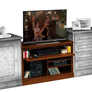 Mobile porta tv classico in legno con radica una ribalta in noce