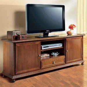 mobile porta tv classico in legno due porte un cassetto e vano in noce