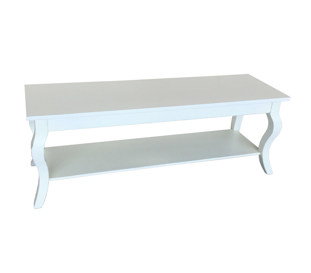 Panca porta tv classica in legno gambe sagomate in shabby chic