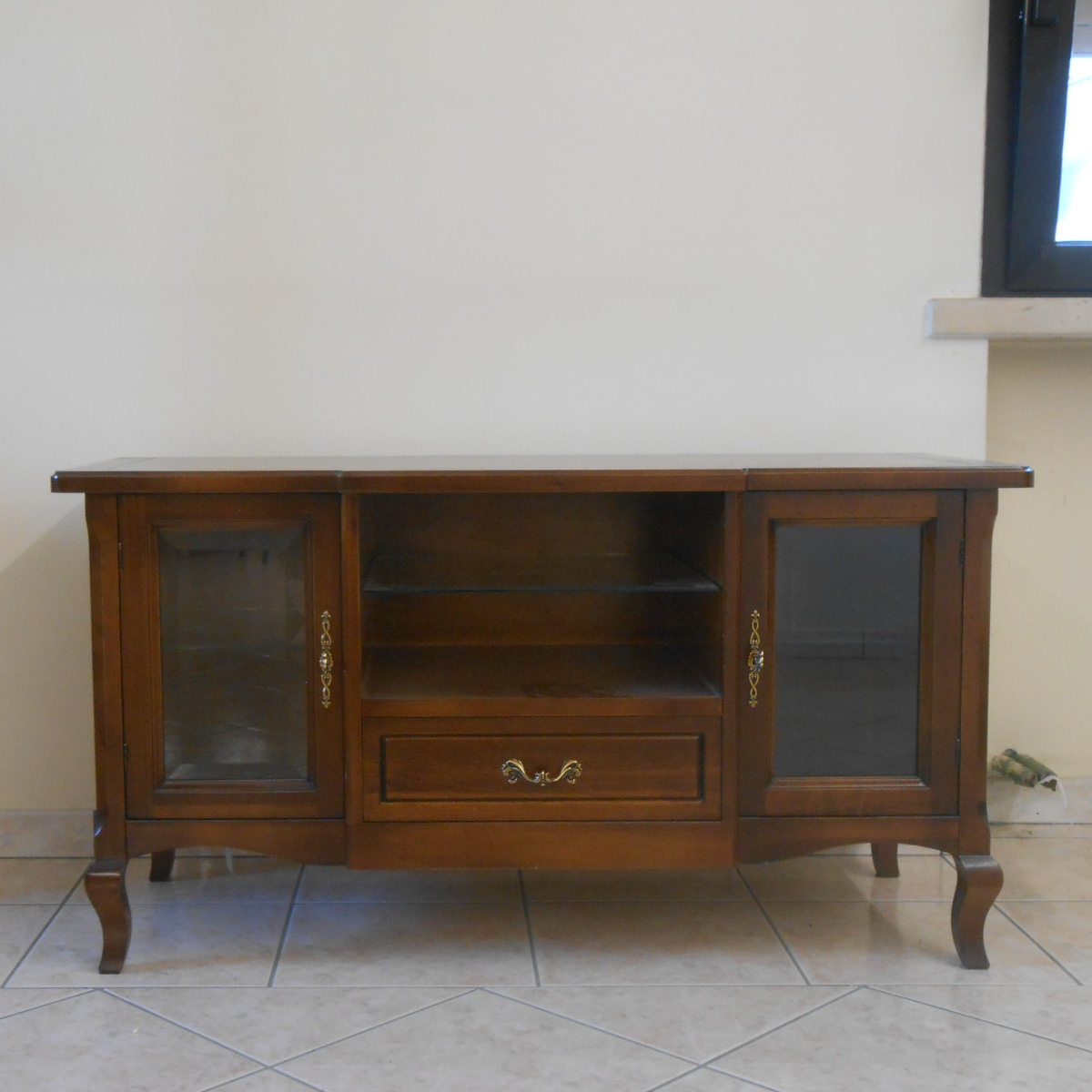 Porta tv artigianale in legno stile provenzale due porte stock