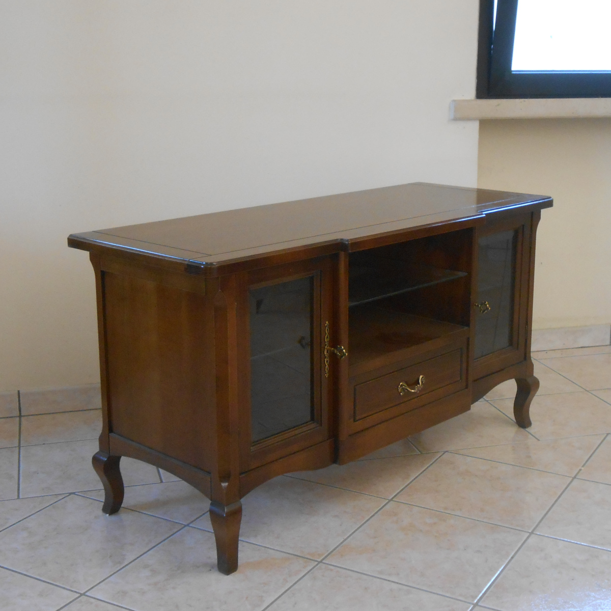 Porta tv artigianale in legno stile provenzale due porte stock