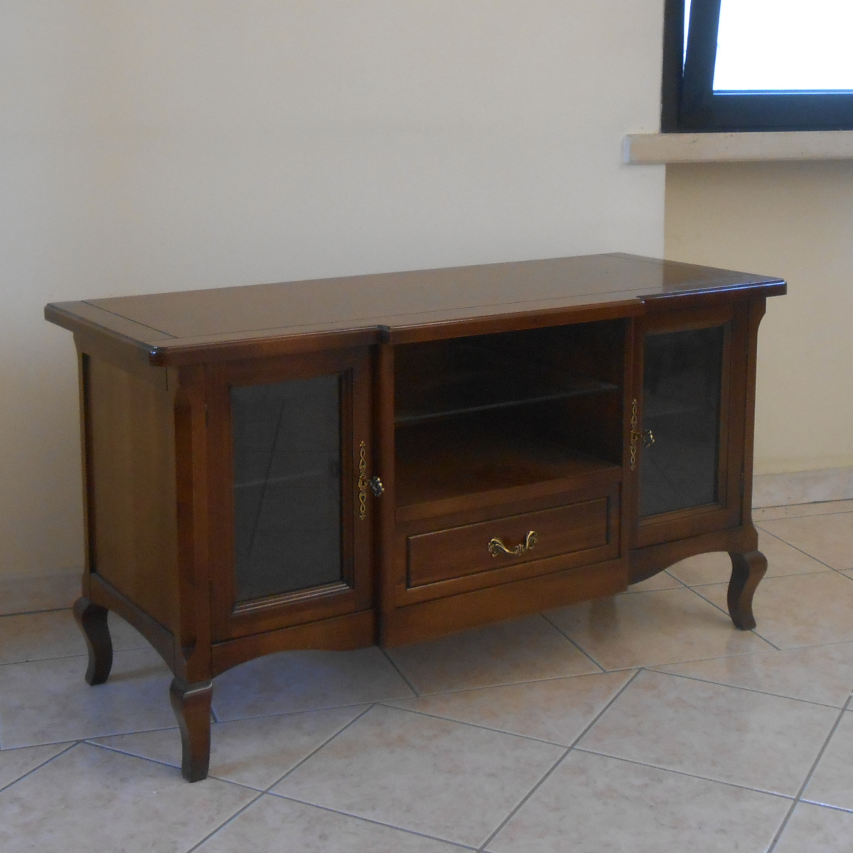 Porta tv artigianale in legno stile provenzale due porte stock