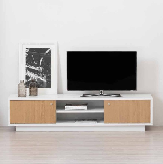 Porta tv stereo moderno in rovere ante scorrevoli
