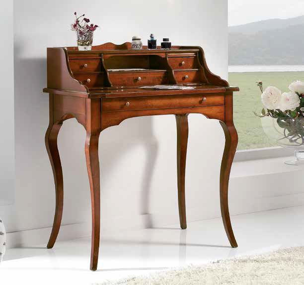 Scrittoio classico sagomato in legno noce