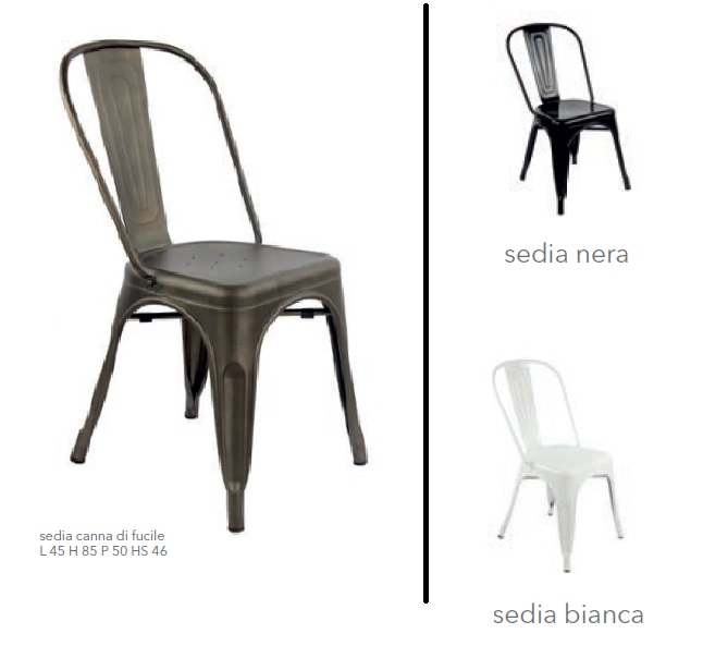 Sedia in metallo colore canna di fucile