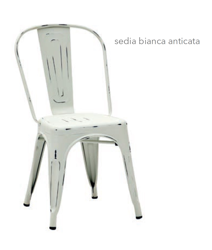 Sedia in metallo laccato bianco anticato