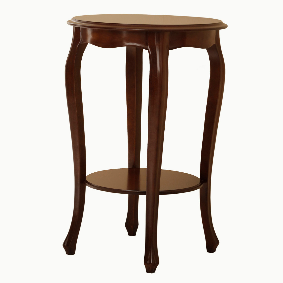 Shaped wooden round coffee table in walnut finish