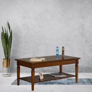 Tavolino da salotto rettangolare neoclassico in legno noce