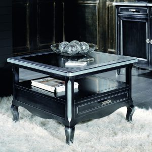 Tavolino quadrato provenzale nero e argento