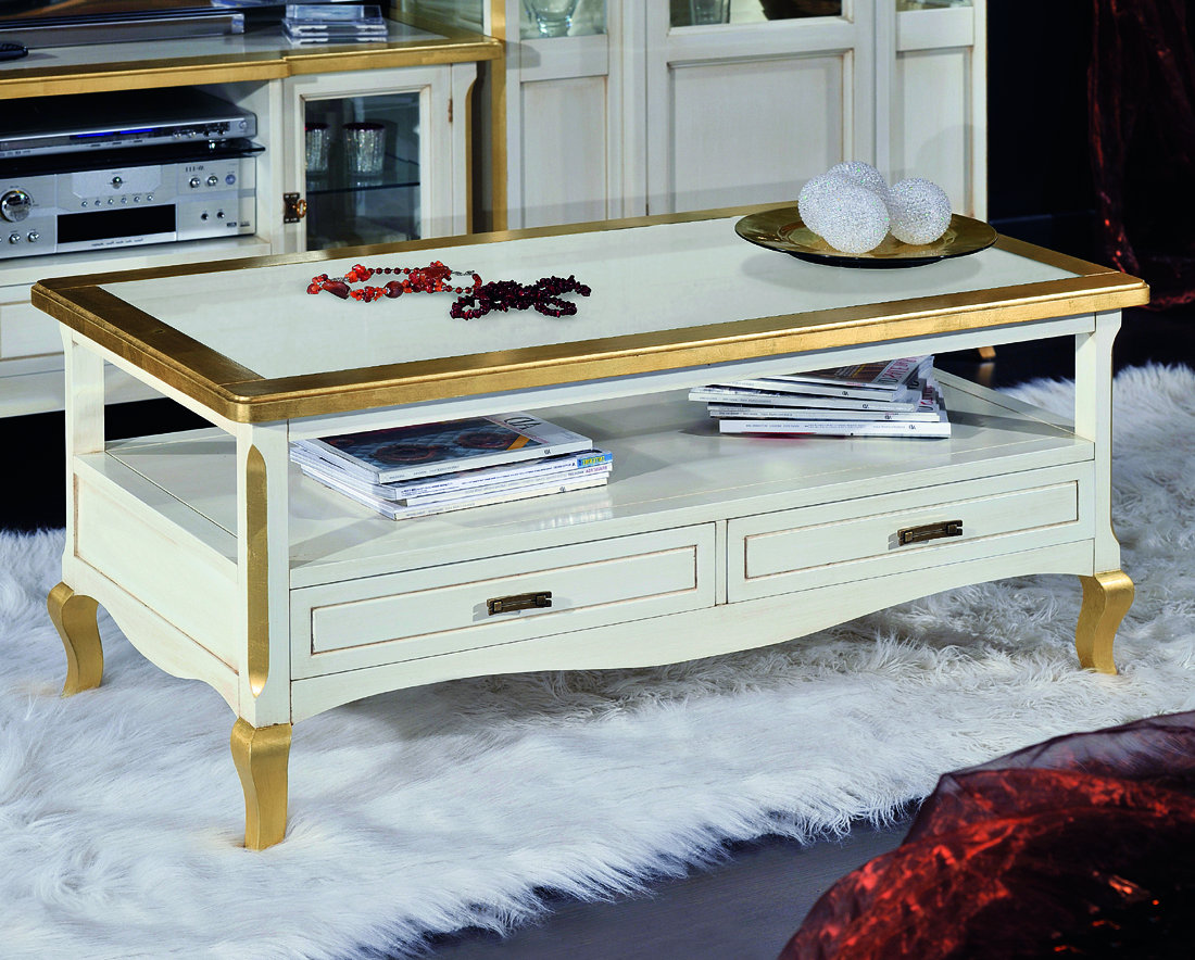 Tavolino rettangolare provenzale in legno