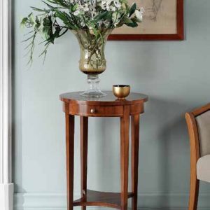 Tavolino rotondo porta vaso classico in legno massello