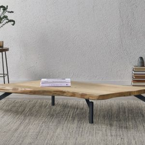 Tavolino salotto moderno in legno massello tinto naturale