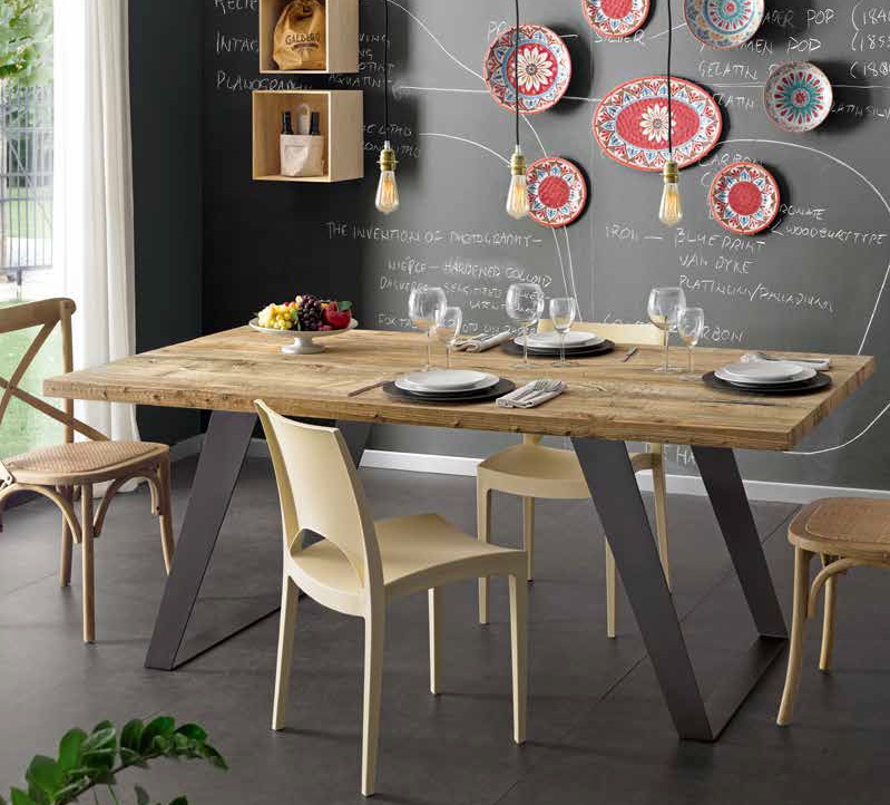 Tavolo fisso moderno legno gambe ferro