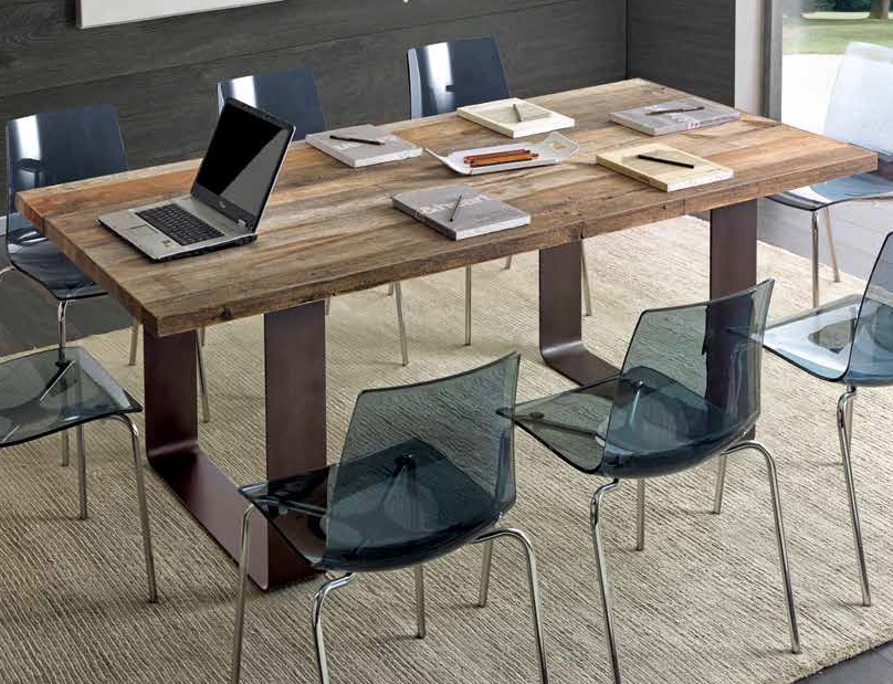Tavolo fisso moderno legno gambe metallo
