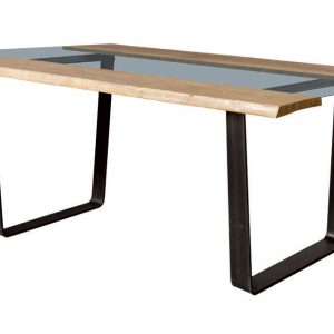 Tavolo moderno legno massello e vetro