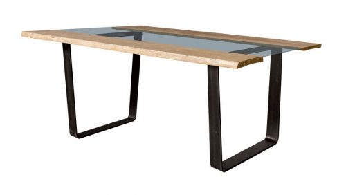 Tavolo moderno legno massello e vetro