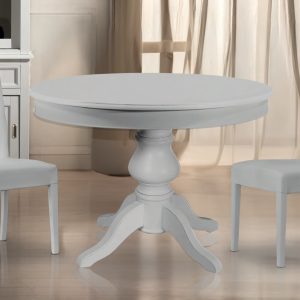 Tavolo rotondo in legno allungabile diametro cm. 100 laccato bianco