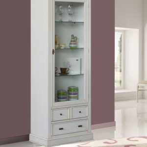 Vetrina in legno classica una porta laccata bianca