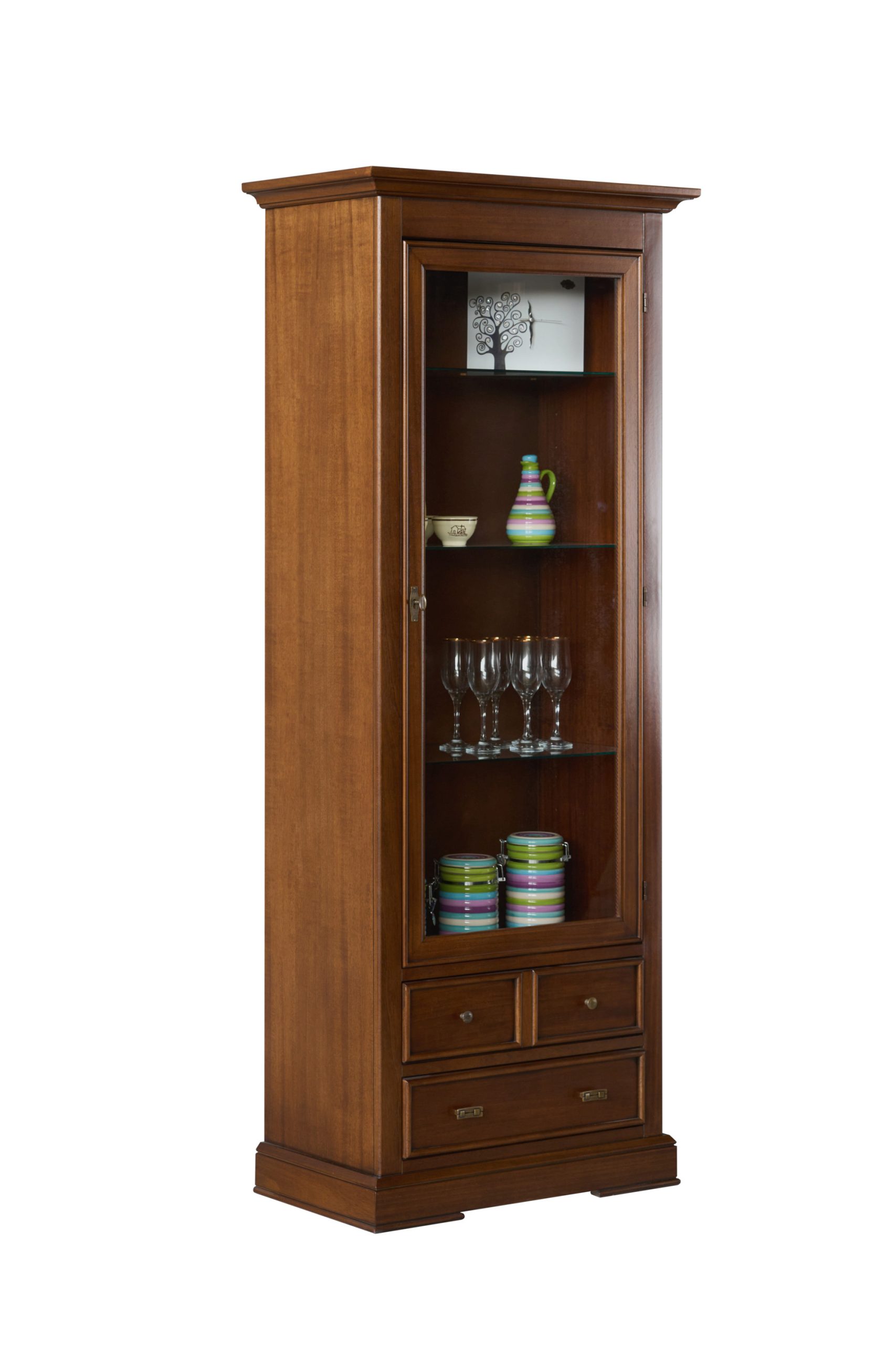 Vetrina artigianale in legno classica una porta in noce