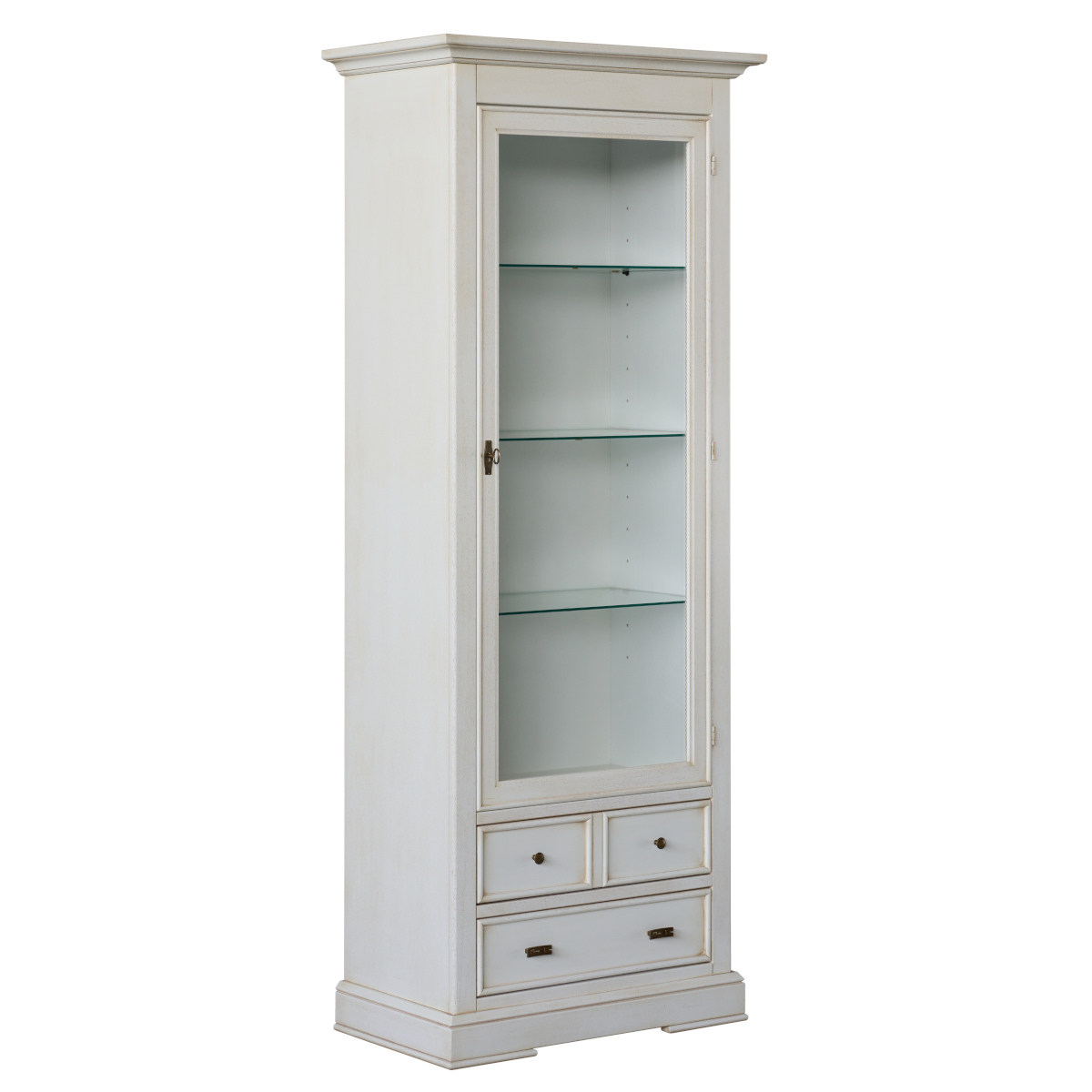 Vetrina in legno vintage una porta vetro laccato bianco