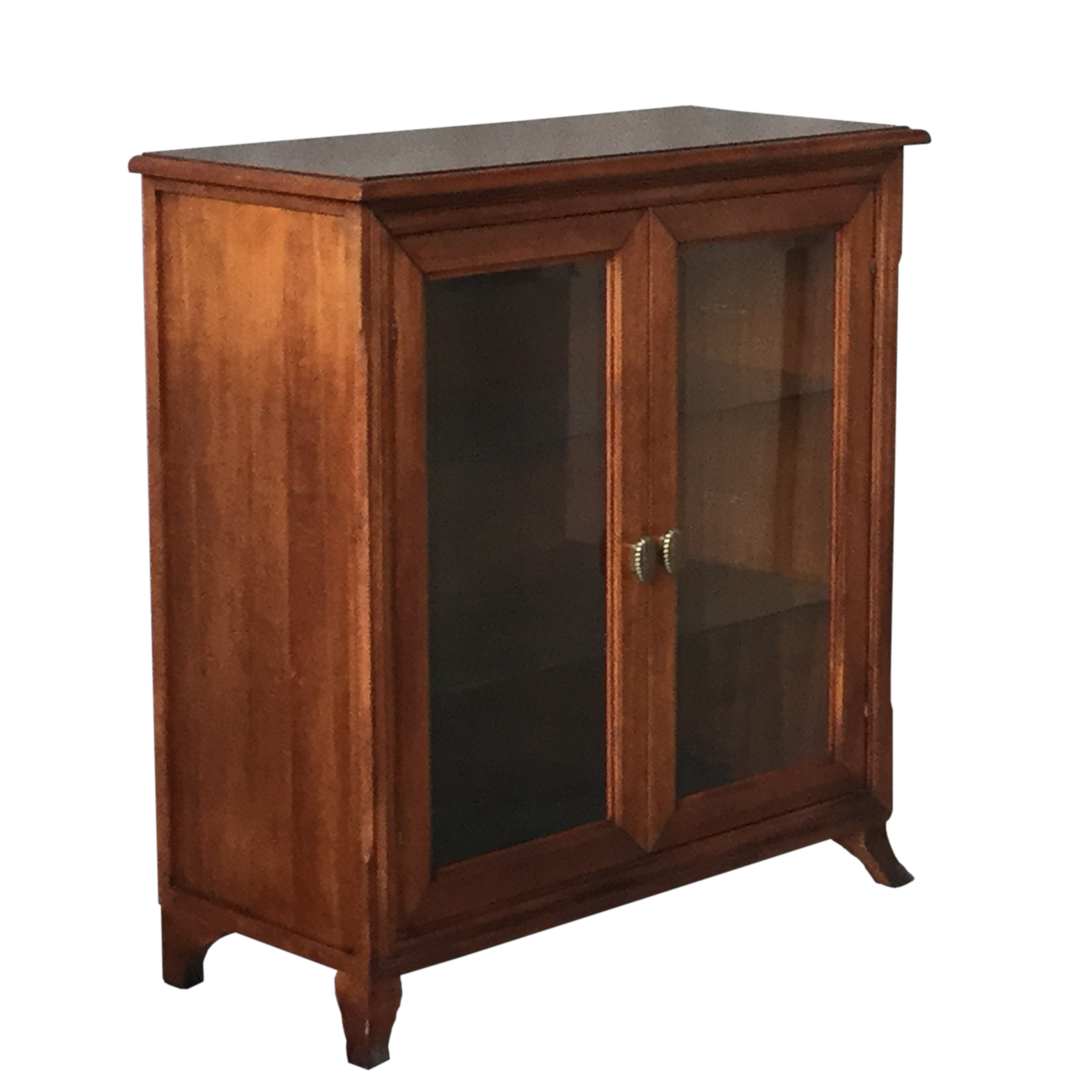 Vetrina piccola bassa classica in legno due porte noce